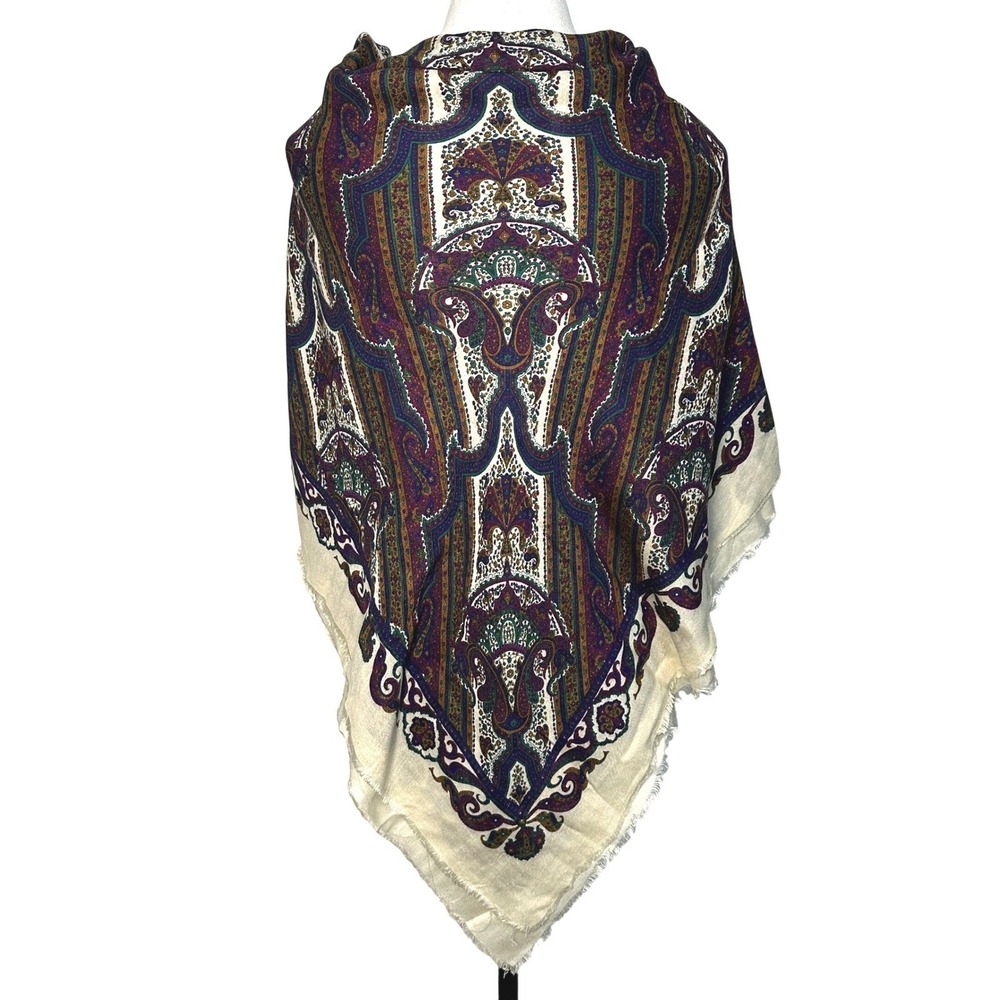 VTG 70s Mark Henry Collection Paisley Scarf 46' Square Paisley Floral Italy Made